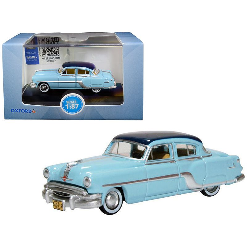 1954 Pontiac Chieftain 4 Door Mayfair Blue with San Marino Blue Top 1/87 (HO) Scale Diecast Model Car by Oxford Diecast - Oxford Diecast - ModelCars.com