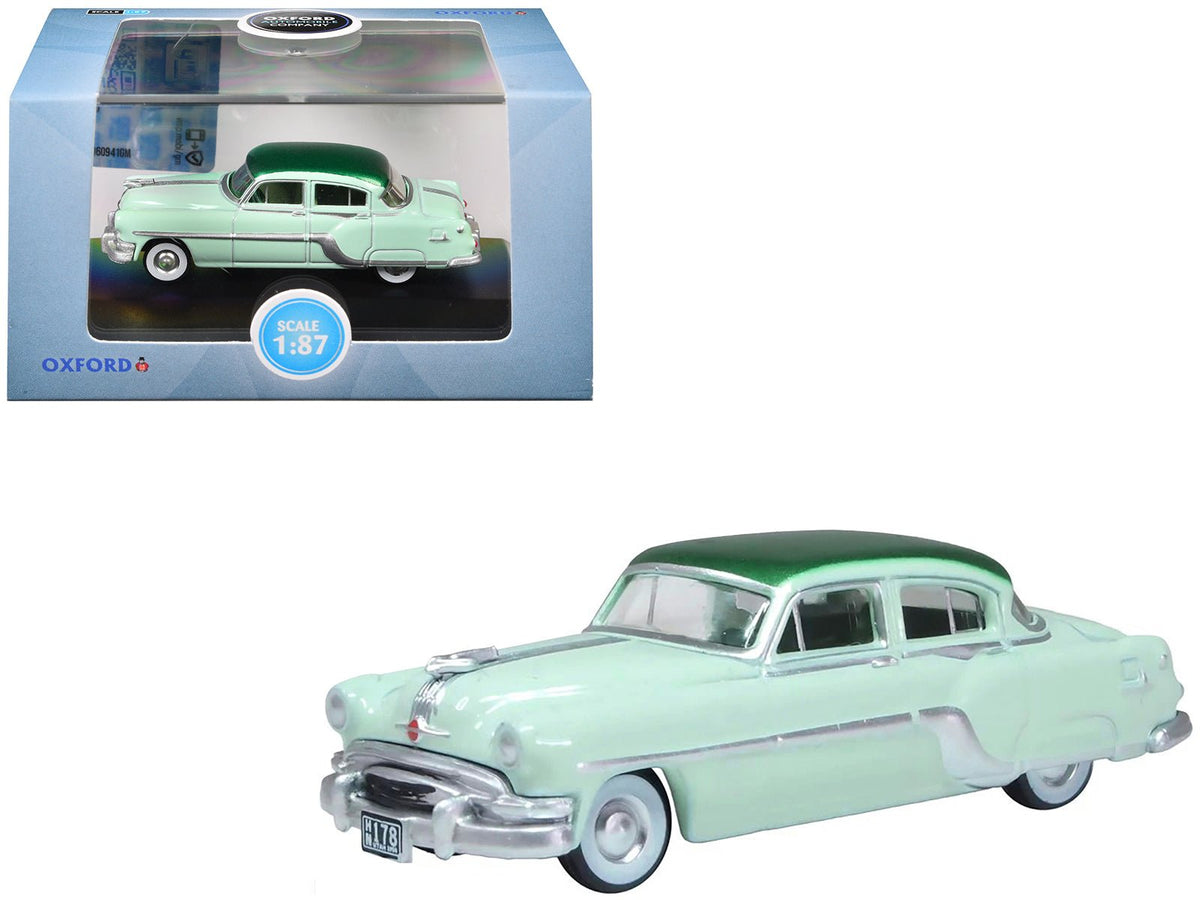 1954 Pontiac Chieftain 4 Door Shannon Green with Brookmere Green Top 1/87 (HO) Scale Diecast Model Car by Oxford Diecast-Oxford Diecast-ModelCars.com