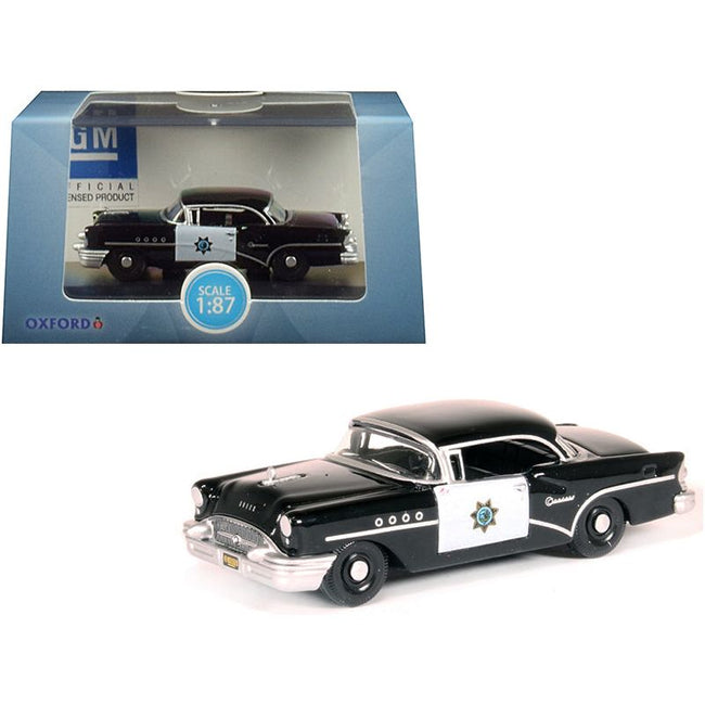 1955 Buick Century "California Highway Patrol" (CHP) Black 1/87 (HO) Scale Diecast Model Car by Oxford Diecast - Oxford Diecast - ModelCars.com