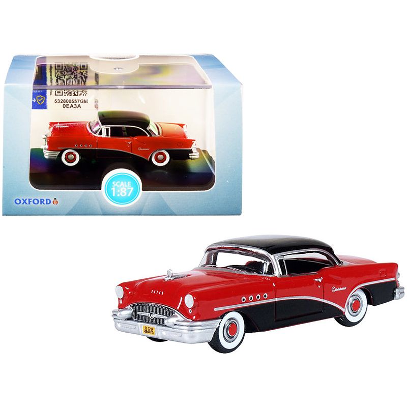 1955 Buick Century Carlsbad Black and Cherokee Red 1/87 (HO) Scale Diecast Model Car by Oxford Diecast - Oxford Diecast - ModelCars.com