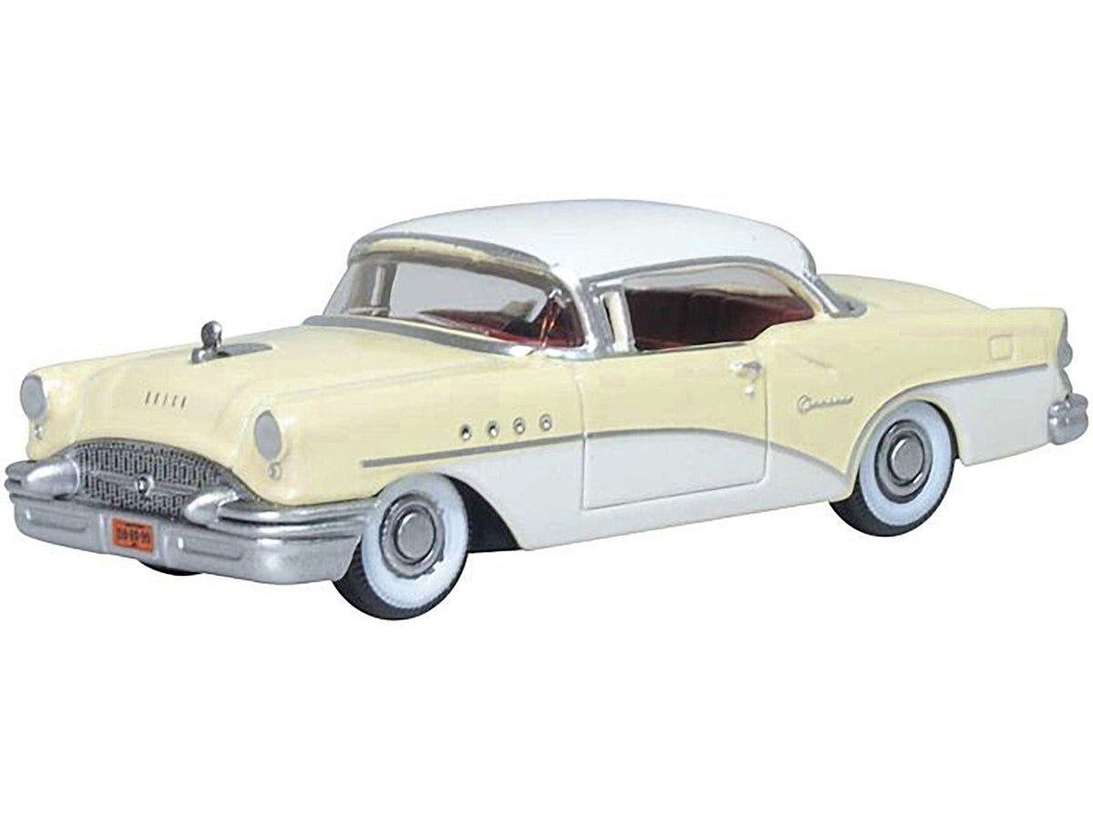 1955 Buick Century Condor Yellow and Dover White with Red Interior 1/87 (HO) Scale Diecast Model Car by Oxford Diecast-Oxford Diecast-ModelCars.com