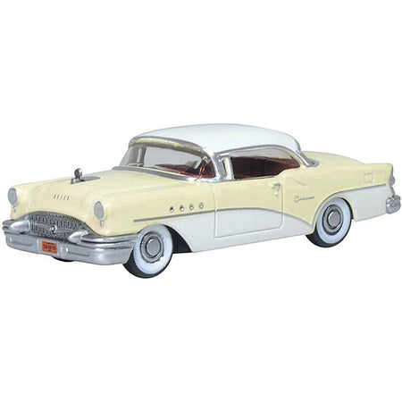 1955 Buick Century Condor Yellow and Dover White with Red Interior 1/87 (HO) Scale Diecast Model Car by Oxford Diecast-Oxford Diecast-ModelCars.com