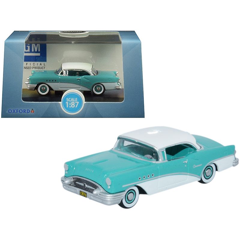 1955 Buick Century Turquoise and Polo White 1/87 (HO) Scale Diecast Model Car by Oxford Diecast - Oxford Diecast - ModelCars.com