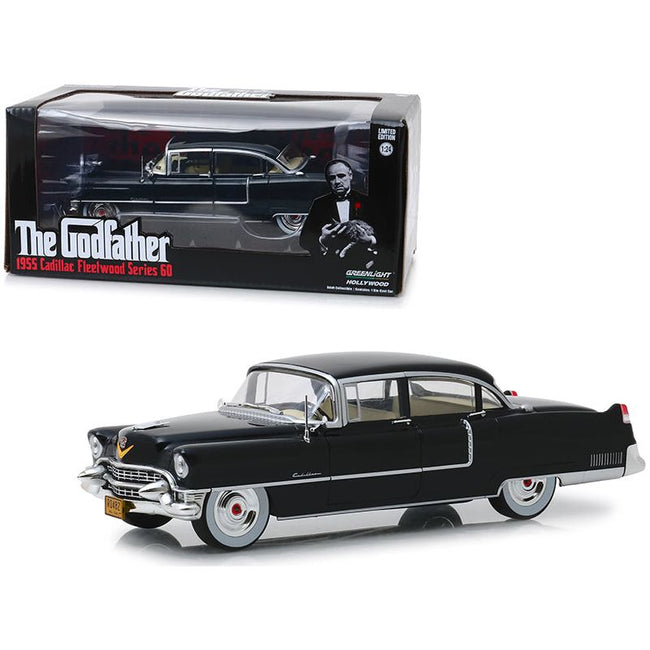 1955 Cadillac Fleetwood Series 60 Black "The Godfather" (1972) Movie 1/24 Diecast Model Car by Greenlight-Greenlight-ModelCars.com