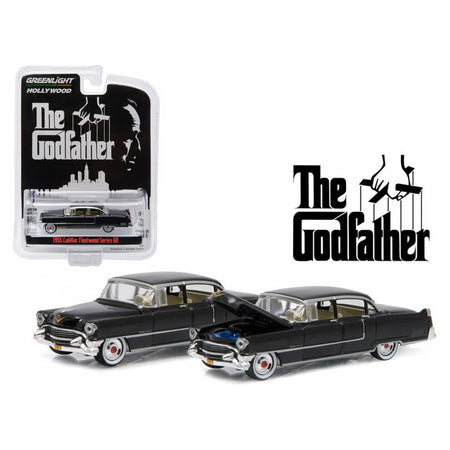 1955 Cadillac Fleetwood Series 60 Black "The Godfather" (1972) Movie "Hollywood Series" Release 14 1/64 Diecast Model Car by Greenlight-Greenlight-ModelCars.com