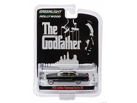 1955 Cadillac Fleetwood Series 60 Black "The Godfather" (1972) Movie "Hollywood Series" Release 14 1/64 Diecast Model Car by Greenlight-Greenlight-ModelCars.com