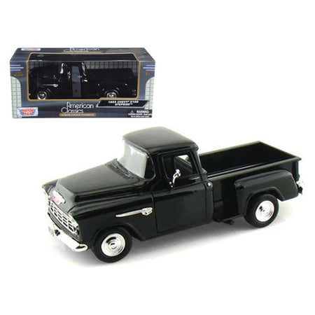 1955 Chevrolet 5100 Stepside Pickup Truck Black 1/24 Diecast Car Model by Motormax - Motormax - ModelCars.com