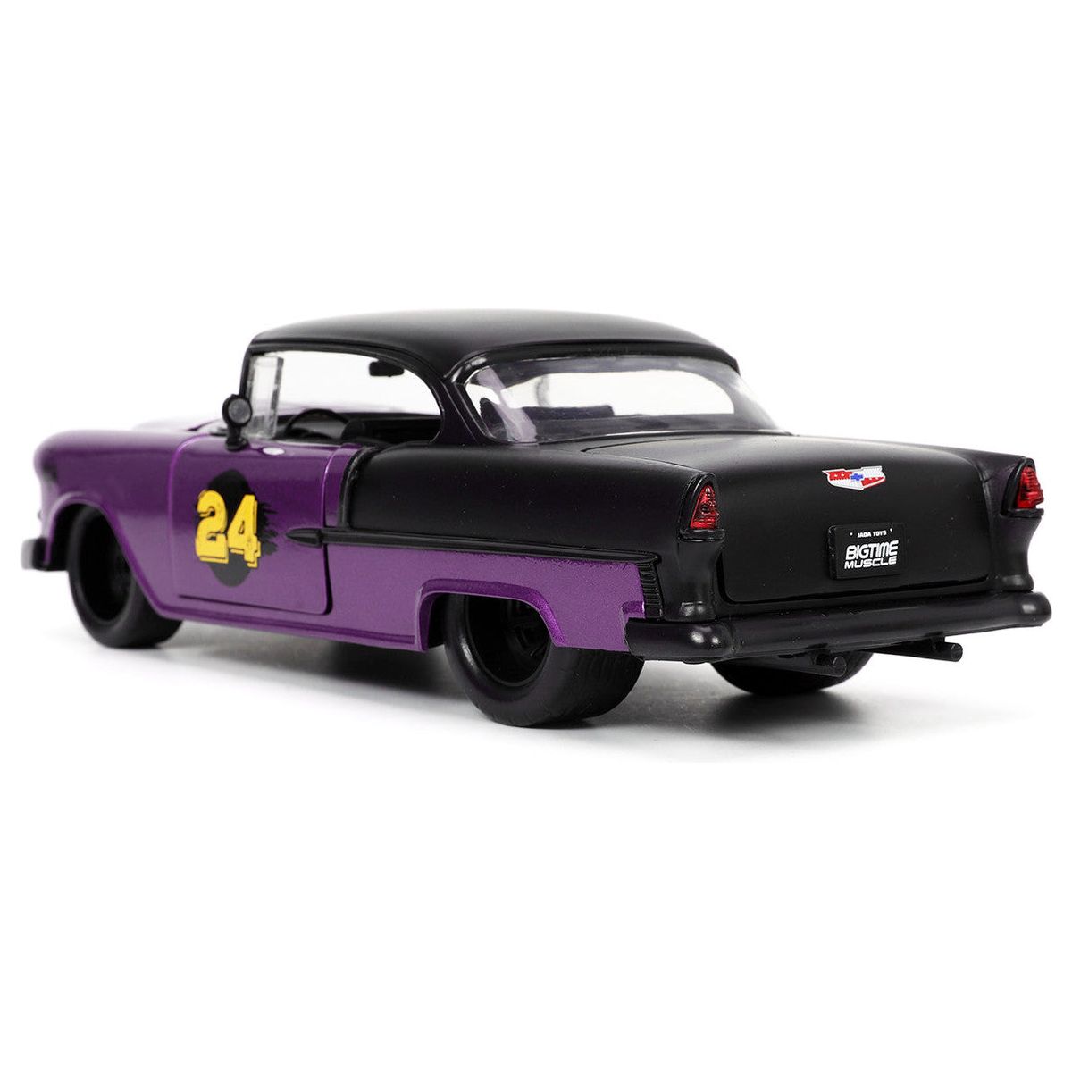 1955 Chevrolet Bel Air #24 Purple Metallic and Matt Black "Bigtime Muscle" Series 1/24 Diecast Model Car by Jada-Jada-ModelCars.com