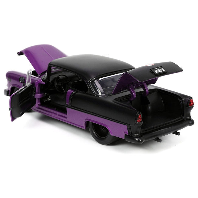 1955 Chevrolet Bel Air 24 Purple Metallic and Matt Black "Bigtime Muscle" Series 1/24 Diecast Model Car by Jada - Jada - ModelCars.com