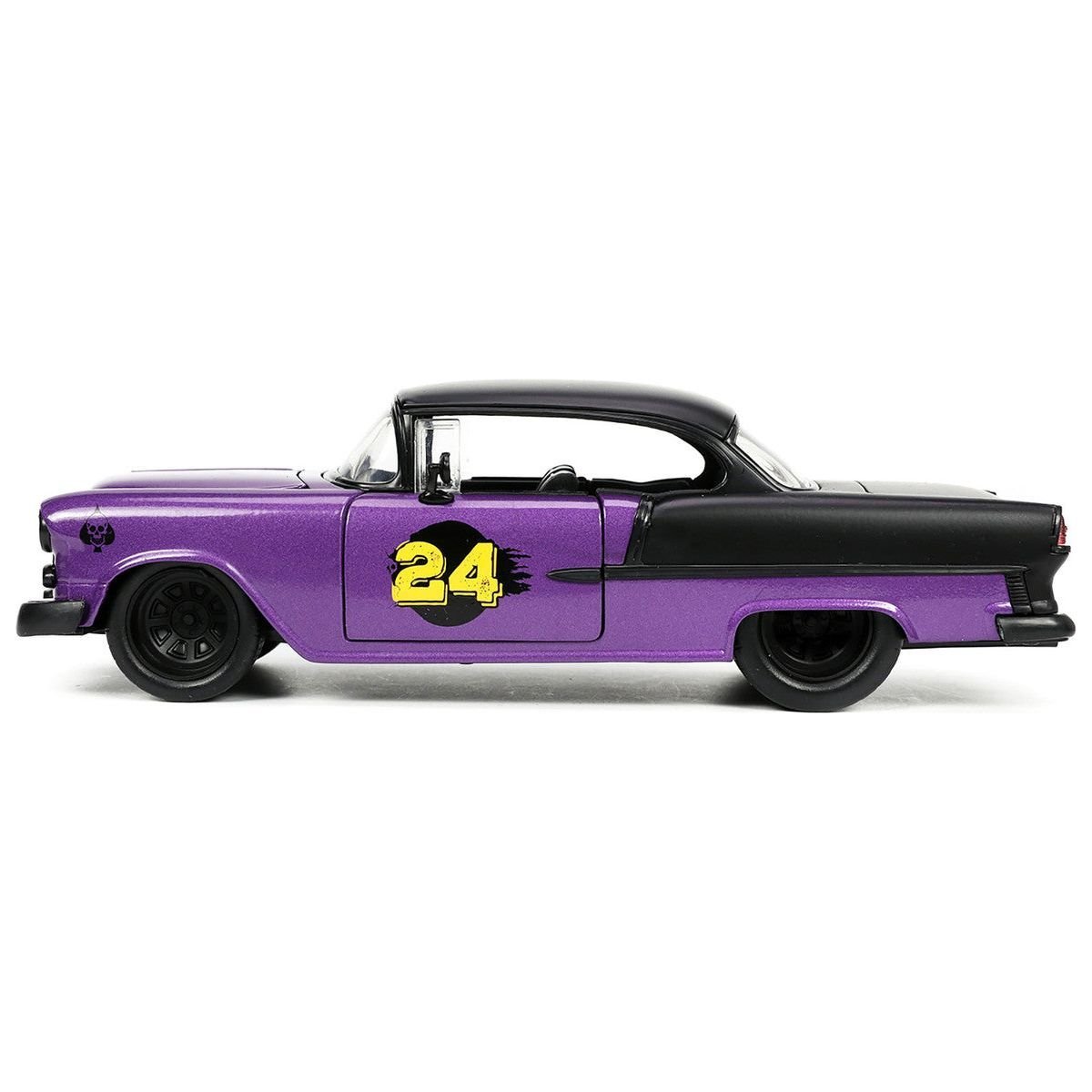 1955 Chevrolet Bel Air #24 Purple Metallic and Matt Black "Bigtime Muscle" Series 1/24 Diecast Model Car by Jada-Jada-ModelCars.com