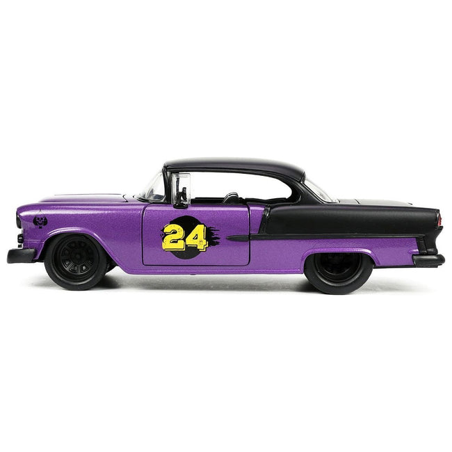 1955 Chevrolet Bel Air #24 Purple Metallic and Matt Black "Bigtime Muscle" Series 1/24 Diecast Model Car by Jada-Jada-ModelCars.com