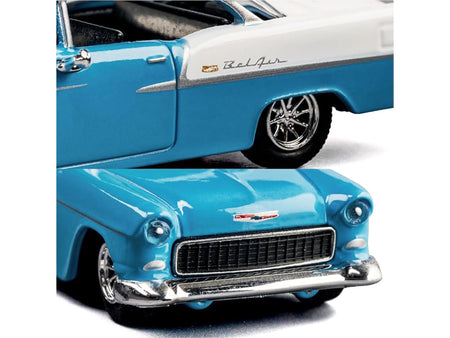 1955 Chevrolet Bel Air Blue and White "Collection" Series 1/64 Diecast Model Car by Majorette-Majorette-ModelCars.com