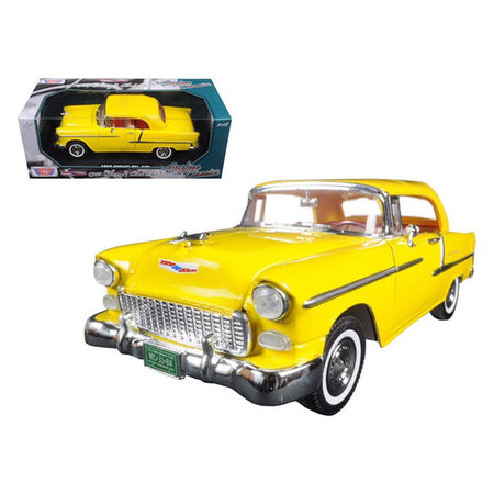 1955 Chevrolet Bel Air Convertible Soft Top Yellow "Timeless Classics" 1/18 Diecast Model Car by Motormax - Motormax - ModelCars.com