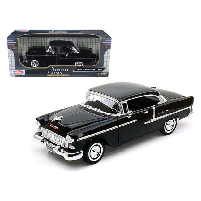 1955 Chevrolet Bel Air Hard Top Black 1/18 Diecast Car Model by Motormax - Motormax - ModelCars.com
