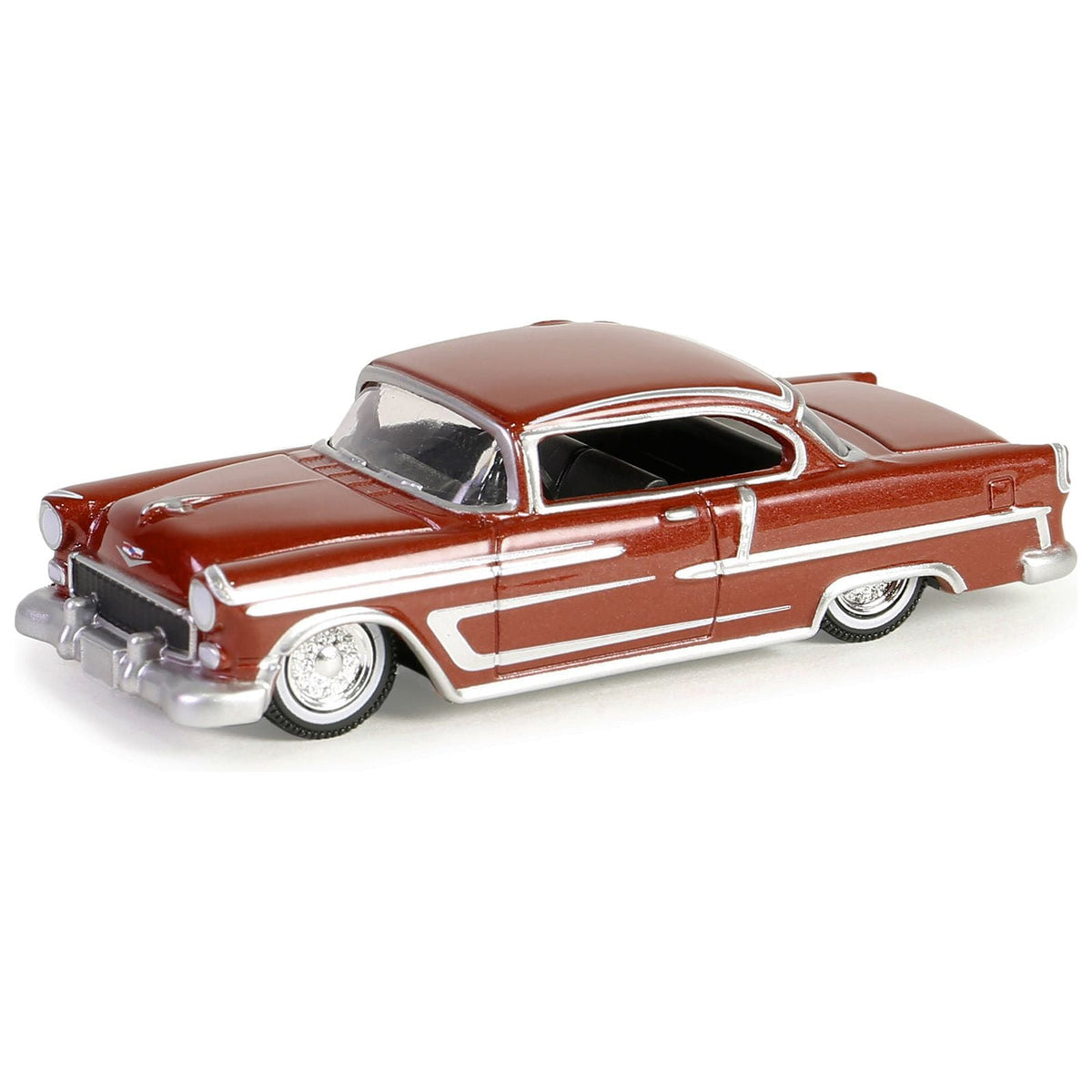 1955 Chevrolet Bel Air Lowrider Red Metallic and Silver "California Lowriders" Series 5 1/64 Diecast Model Car by Greenlight-Greenlight-ModelCars.com