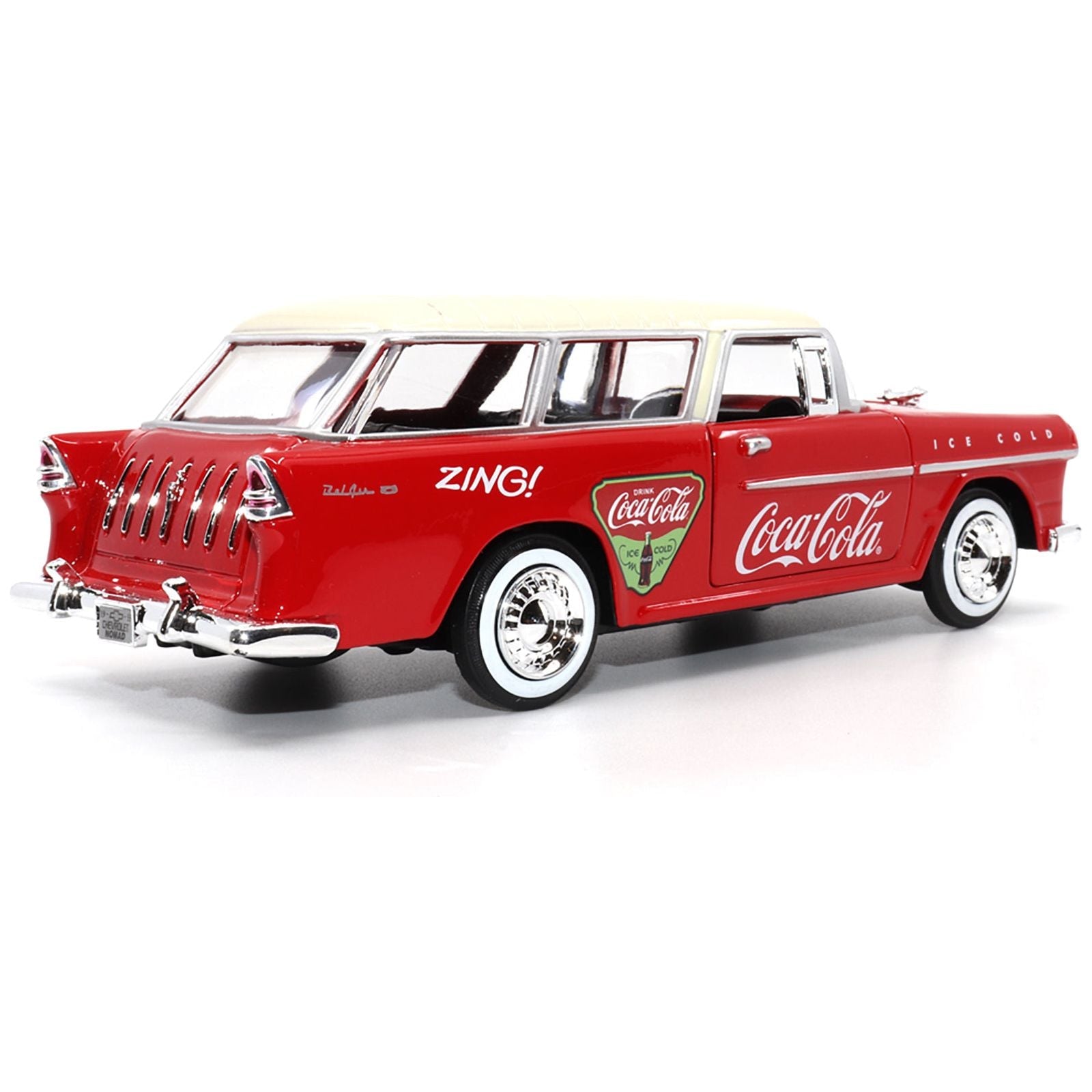1955 Chevrolet Bel Air Nomad Red with White Top "Coca - Cola" 1/24 Diecast Model Car by Motor City Classics - Motorcity Classics - ModelCars.com