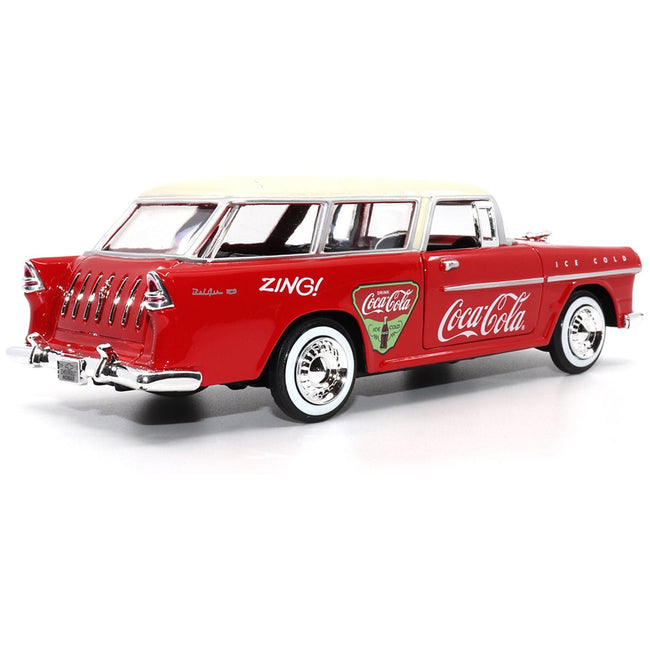 1955 Chevrolet Bel Air Nomad Red with White Top "Coca - Cola" 1/24 Diecast Model Car by Motor City Classics - Motorcity Classics - ModelCars.com
