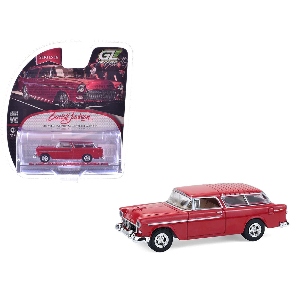 1955 Chevrolet Nomad Custom Wagon Red "Barrett-Jackson" Series 16 1/64 Diecast Model Car by Greenlight-Greenlight-ModelCars.com