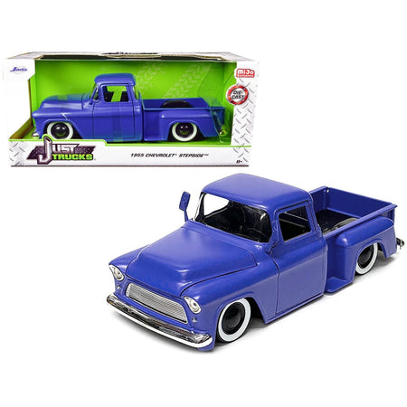 1955 Chevrolet Stepside Pickup Truck Matt Blue "Just Trucks" Series 1/24 Diecast Model Car by Jada-Jada-ModelCars.com