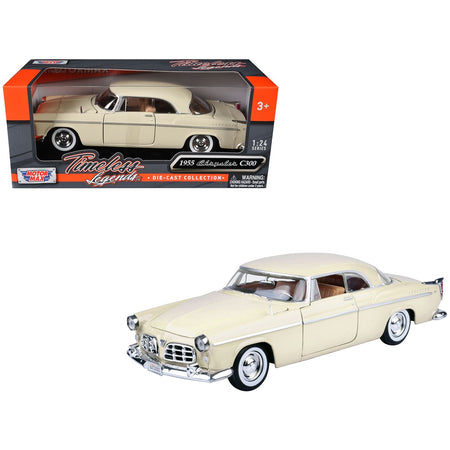 1955 Chrysler C300 Cream "Timeless Legends" Series 1/24 Diecast Model Car by Motormax-Motormax-ModelCars.com
