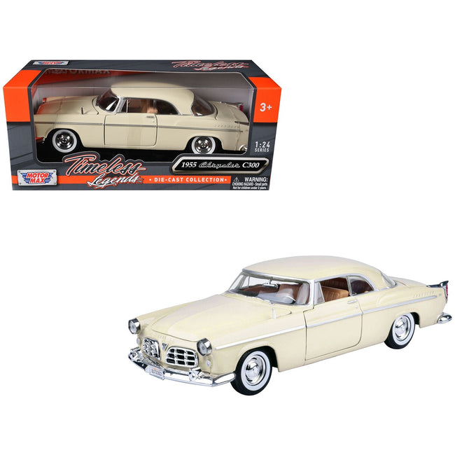 1955 Chrysler C300 Cream "Timeless Legends" Series 1/24 Diecast Model Car by Motormax-Motormax-ModelCars.com