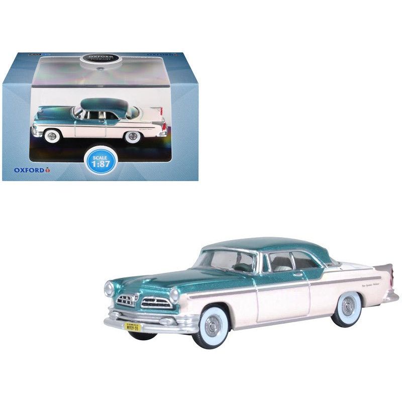 1955 Chrysler New Yorker Deluxe St. Regis Jade Green Metallic and Cream 1/87 (HO) Scale Diecast Model Car by Oxford Diecast - Oxford Diecast - ModelCars.com