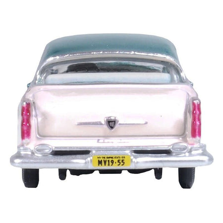 1955 Chrysler New Yorker Deluxe St. Regis Jade Green Metallic and Cream 1/87 (HO) Scale Diecast Model Car by Oxford Diecast-Oxford Diecast-ModelCars.com