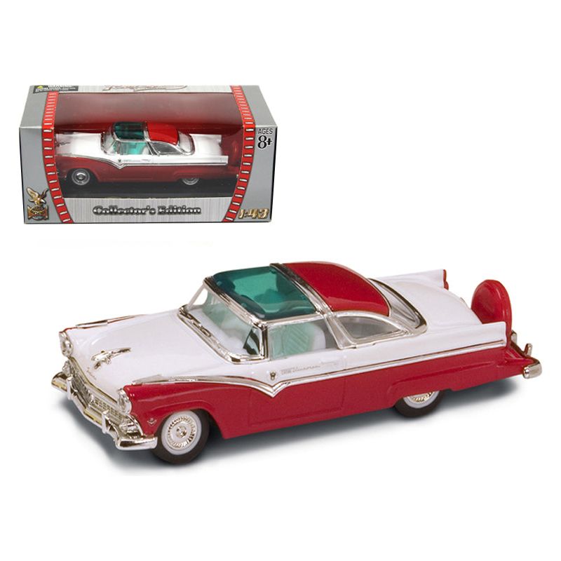 1955 Ford Crown Victoria Red and White 1/43 Diecast Model Car by Road Signature - Road Signature - ModelCars.com