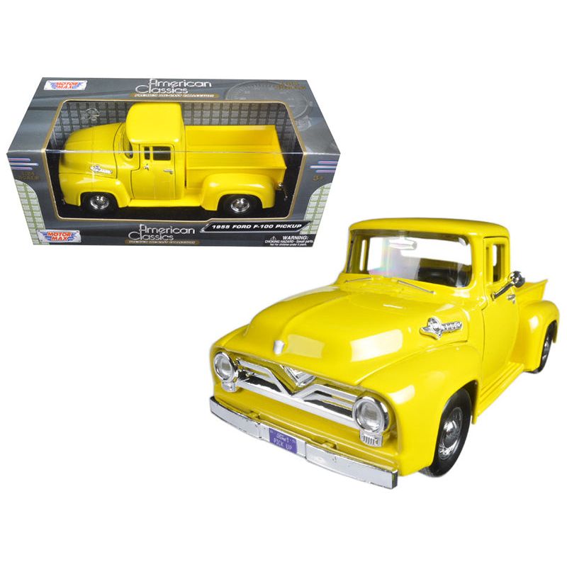 1955 Ford F - 100 Pickup Truck Yellow 1/24 Diecast Model Car by Motormax - Motormax - ModelCars.com