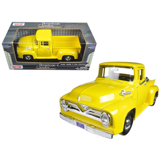 1955 Ford F - 100 Pickup Truck Yellow 1/24 Diecast Model Car by Motormax - Motormax - ModelCars.com