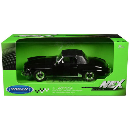 1955 Mercedes-Benz 190 SL (Closed Roof) Black "NEX Models" Series 1/24 Diecast Model Car by Welly-Welly-ModelCars.com
