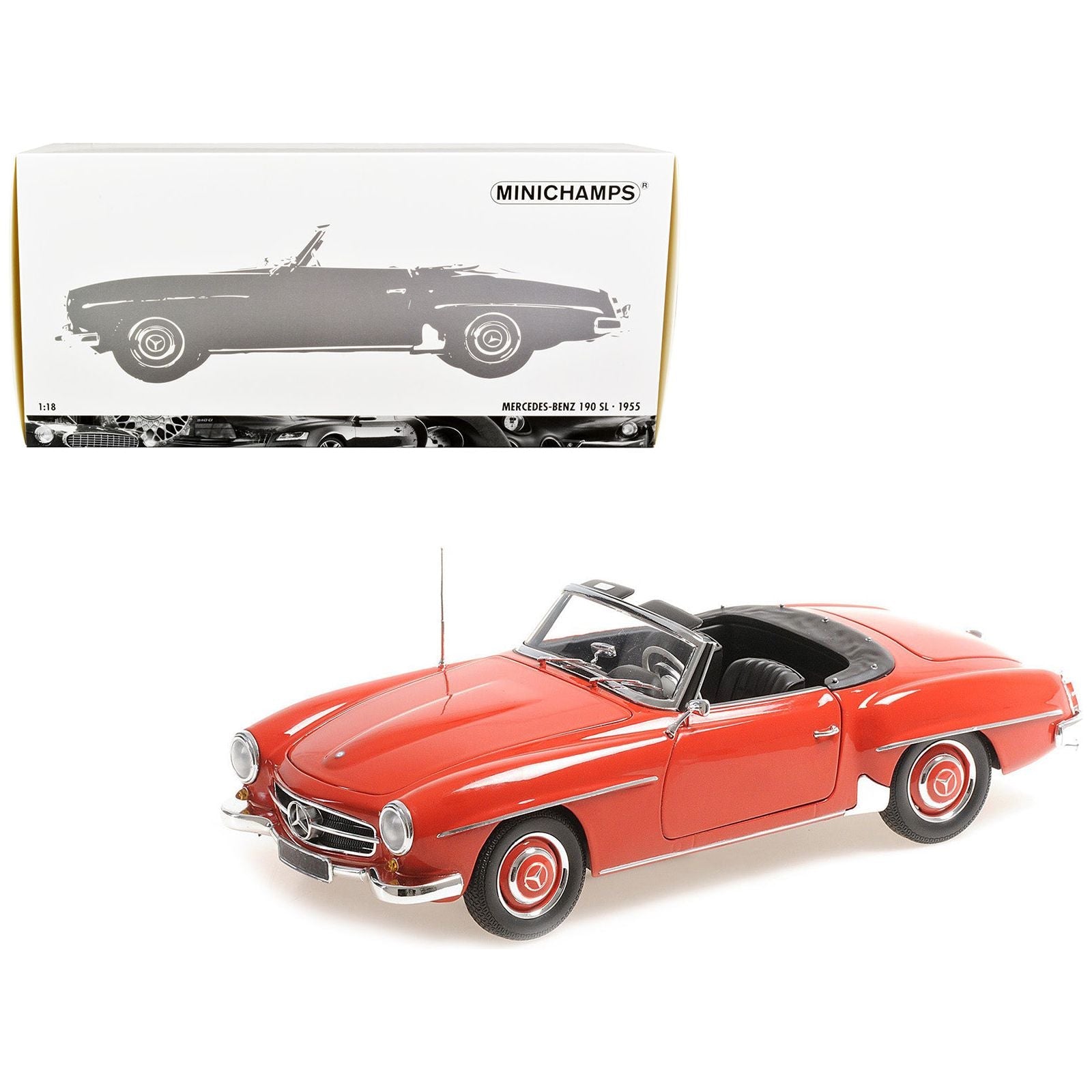 1955 Mercedes - Benz 190 SL Convertible Red (Top Down) 1/18 Diecast Model Car by Minichamps - Minichamps - ModelCars.com
