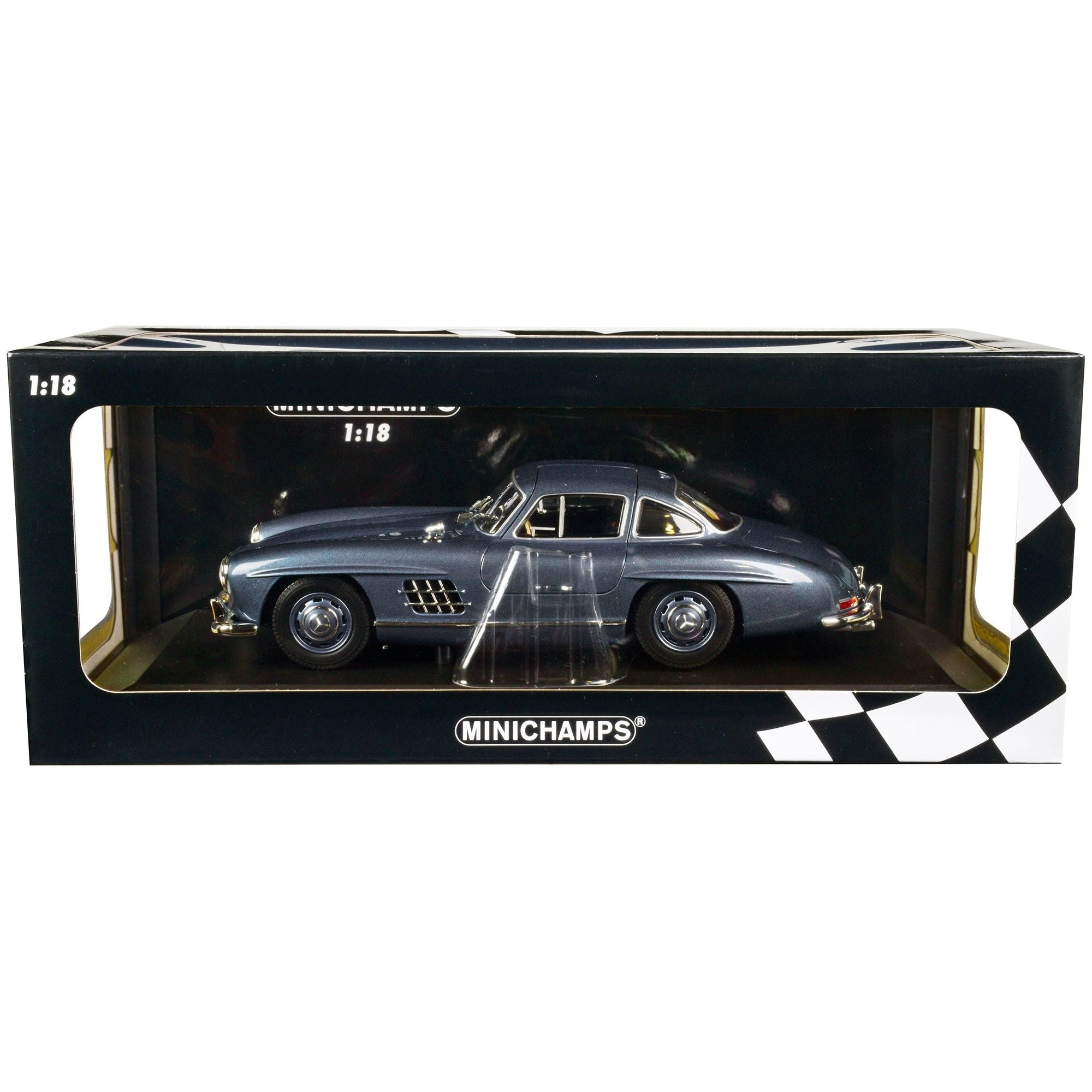 1955 Mercedes - Benz 300 SL W198 Light Blue Metallic Limited Edition to 450 pieces Worldwide 1/18 Diecast Model Car by Minichamps - Minichamps - ModelCars.com