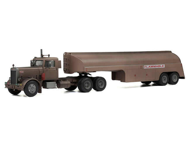 1955 Peterbilt 281 Truck with Tank Trailer Brown (Weathered) 1/43 Diecast Model by IXO Models-IXO-ModelCars.com