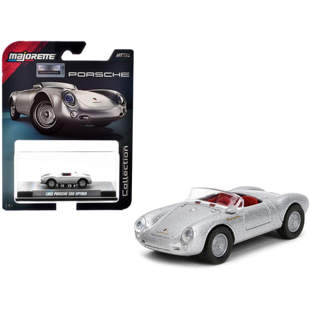 1955 Porsche 550 Spyder Silver Metallic with Red Interior "Collection" Series 1/64 Diecast Model Car by Majorette-Majorette-ModelCars.com