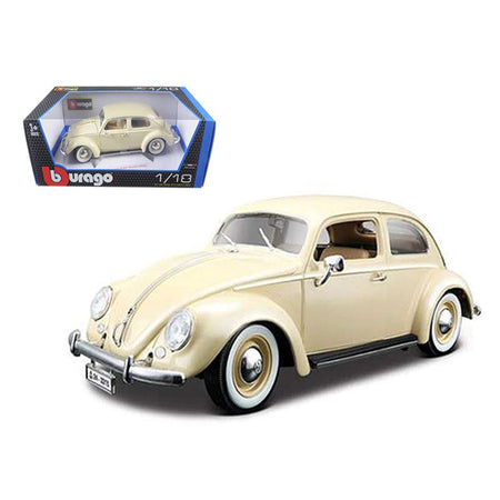 1955 Volkswagen Beetle Kafer Beige 1/18 Diecast Model Car by Bburago-Bburago-ModelCars.com