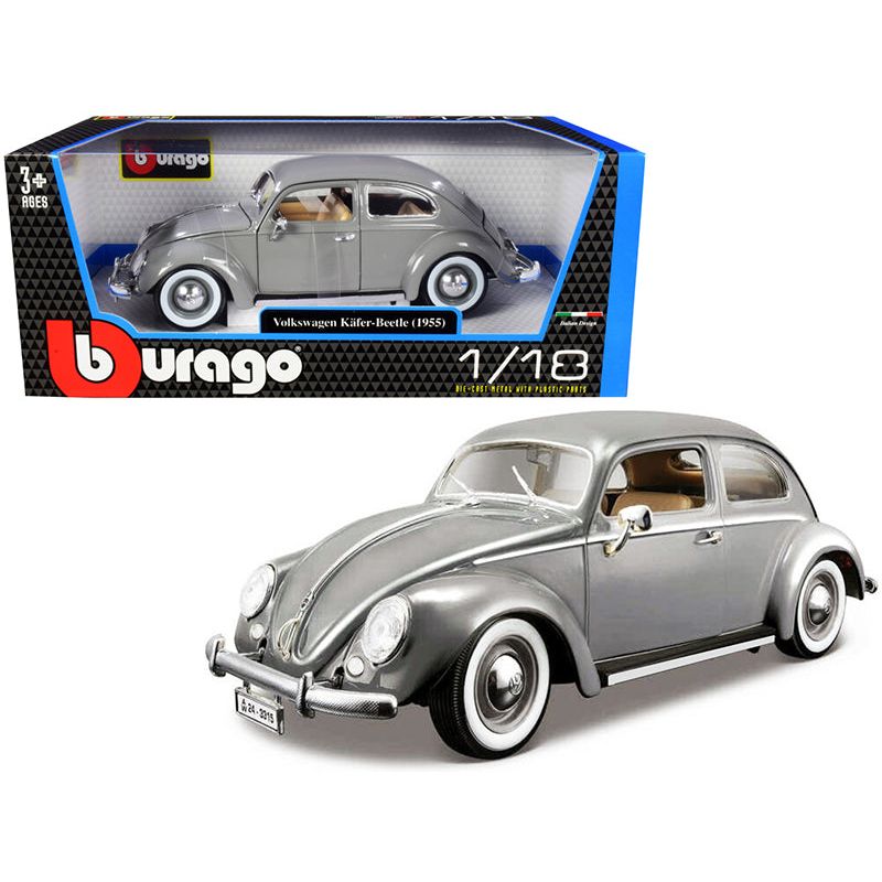 1955 Volkswagen Kafer Beetle Gray 1/18 Diecast Model Car by Bburago-Bburago-ModelCars.com