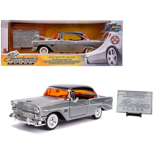 1956 Chevrolet Bel Air Raw Metal with Black Top "Showroom Floor" "Jada 20th Anniversary" 1/24 Diecast Model Car by Jada - Jada - ModelCars.com