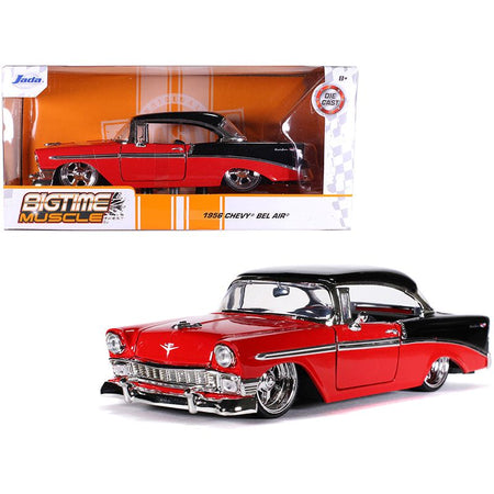 1956 Chevrolet Bel Air Red and Black "Bigtime Muscle" 1/24 Diecast Model Car by Jada-Jada-ModelCars.com