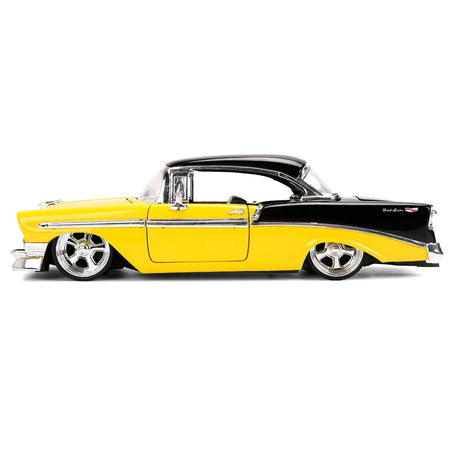 1956 Chevrolet Bel Air Yellow and Black "Bigtime Muscle" Series 1/24 Diecast Model Car by Jada-Jada-ModelCars.com