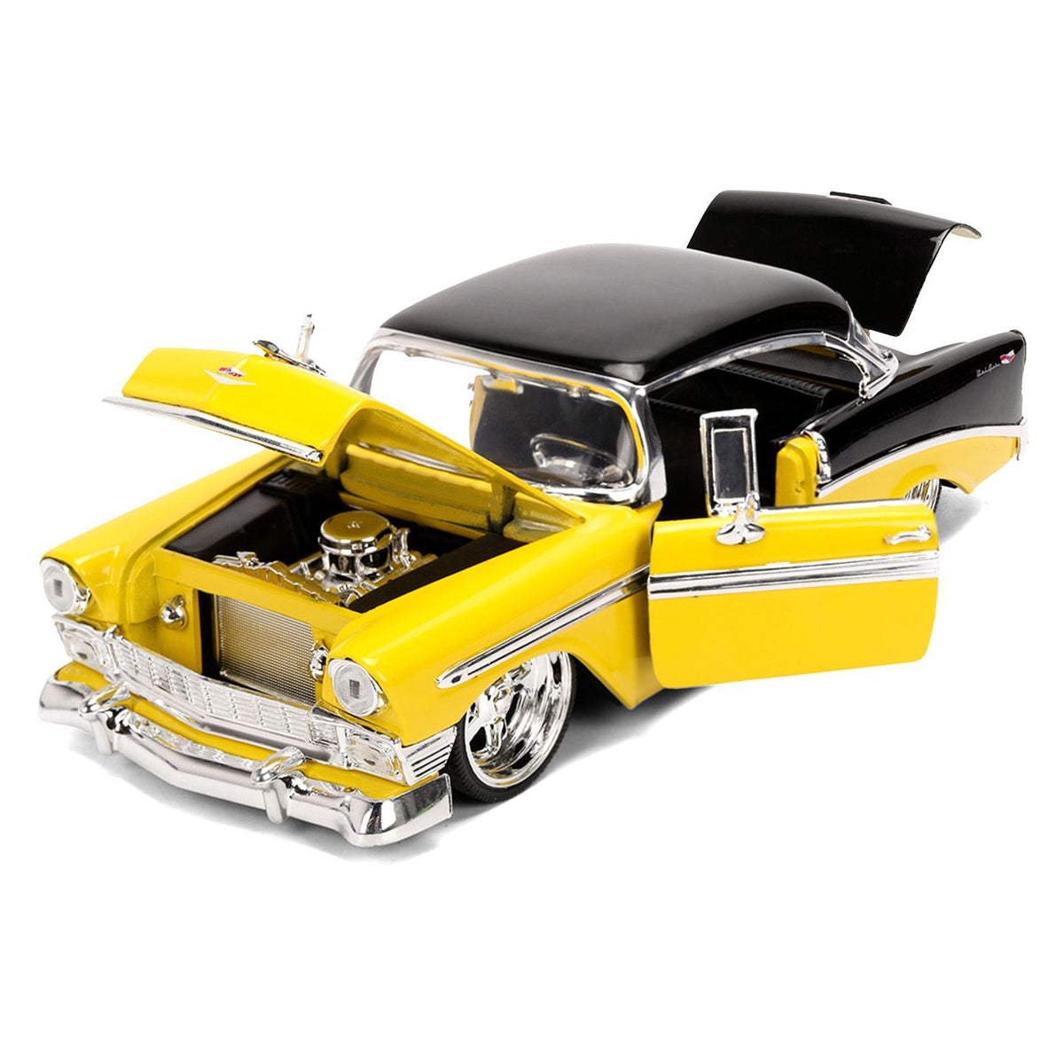 1956 Chevrolet Bel Air Yellow and Black "Bigtime Muscle" Series 1/24 Diecast Model Car by Jada-Jada-ModelCars.com