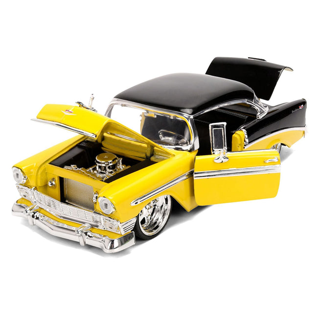 1956 Chevrolet Bel Air Yellow and Black "Bigtime Muscle" Series 1/24 Diecast Model Car by Jada-Jada-ModelCars.com