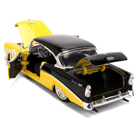 1956 Chevrolet Bel Air Yellow and Black "Bigtime Muscle" Series 1/24 Diecast Model Car by Jada-Jada-ModelCars.com