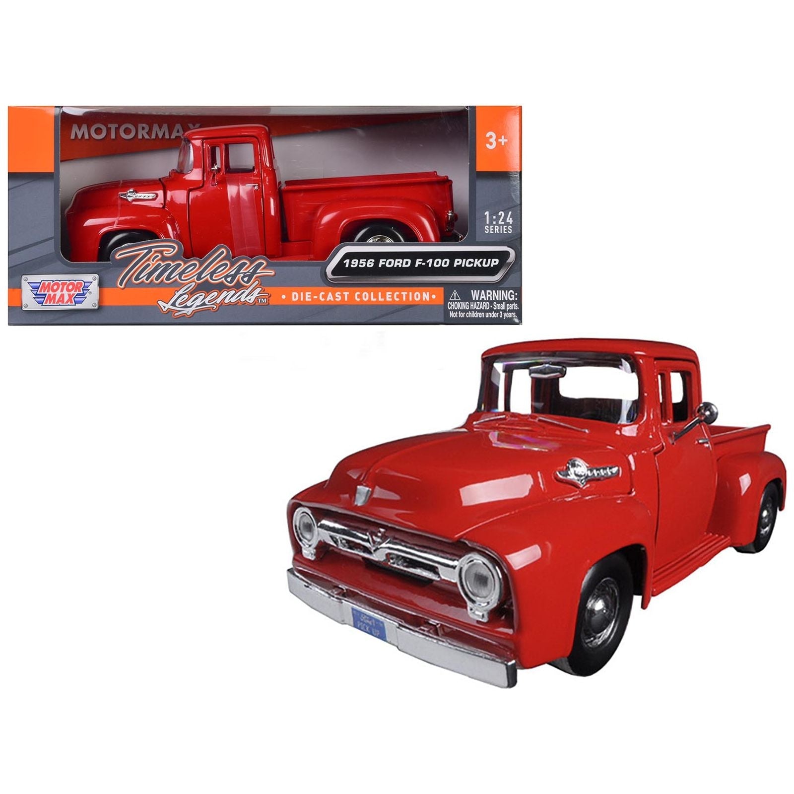 1956 Ford F - 100 Pickup Red 1/24 Diecast Model Car by Motormax - Motormax - ModelCars.com