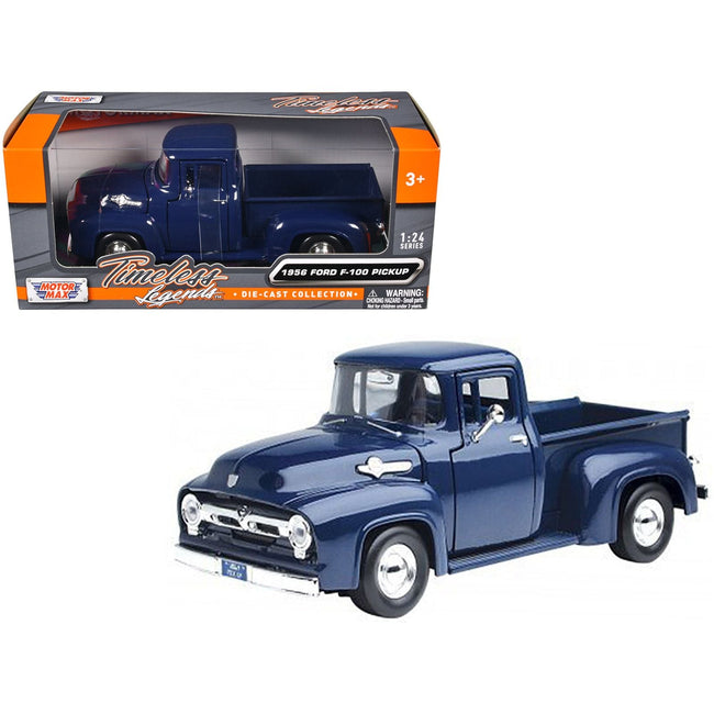 1956 Ford F - 100 Pickup Truck Blue 1/24 Diecast Model Car by Motormax - Motormax - ModelCars.com