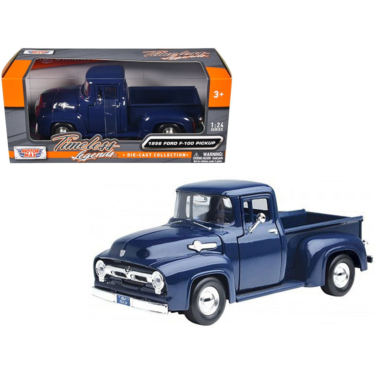 1956 Ford F-100 Pickup Truck Blue 1/24 Diecast Model Car by Motormax-Motormax-ModelCars.com