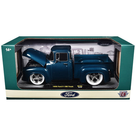 1956 Ford F-100 Pickup Truck Blue Metallic Limited Edition to 6650 pieces Worldwide 1/24 Diecast Model Car by M2 Machines-M2-ModelCars.com