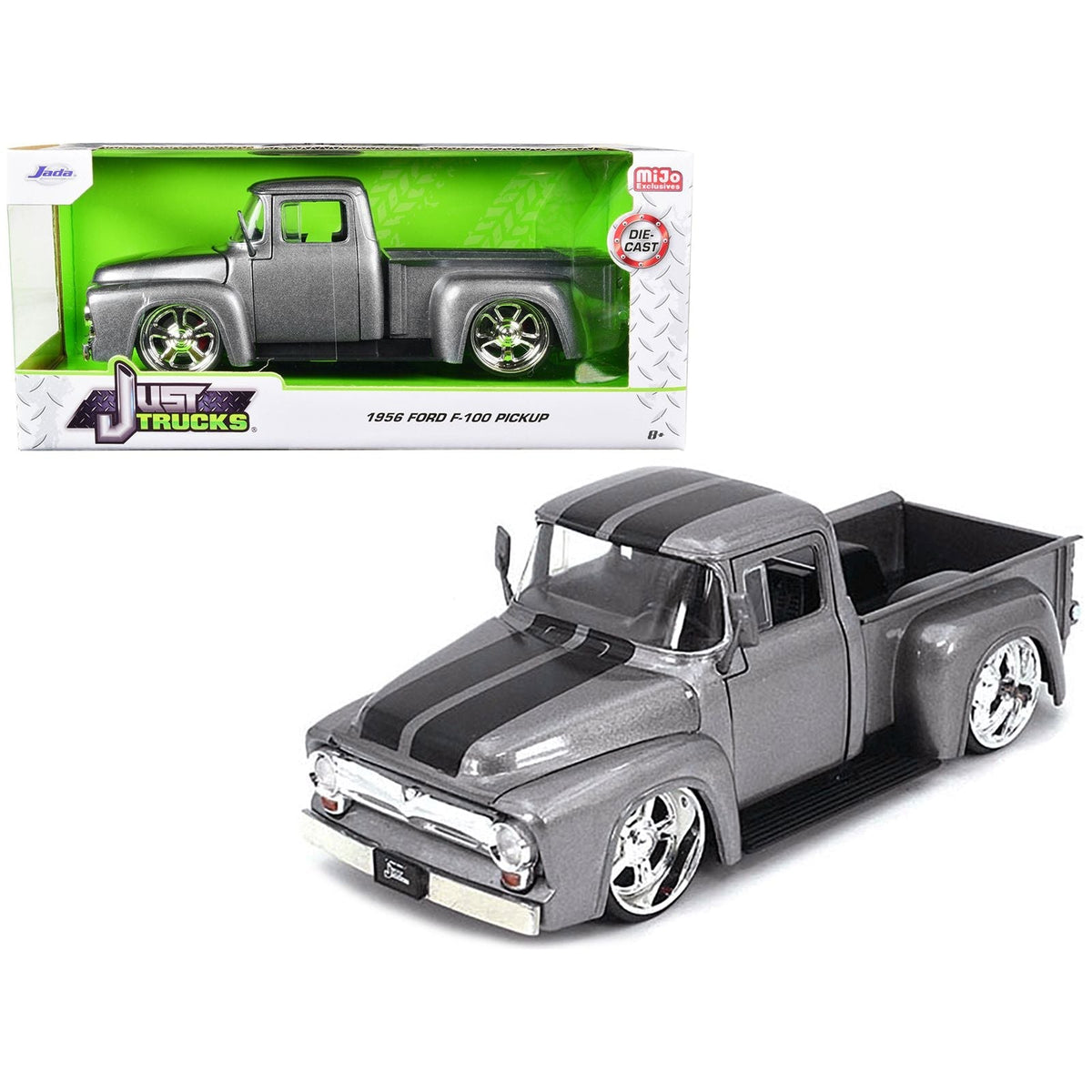 1956 Ford F-100 Pickup Truck Gray Metallic with Black Stripes "Just Trucks" Series 1/24 Diecast Model Car by Jada-Jada-ModelCars.com