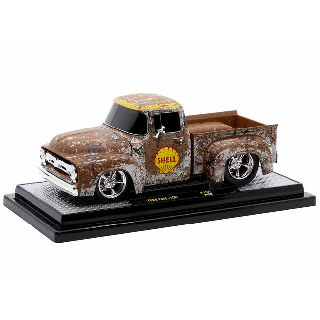 1956 Ford F - 100 Pickup Truck "Shell" White with Yellow Top (Rusted) Limited Edition to 4250 pieces Worldwide 1/24 Diecast Model Car by M2 Machines - M2 - ModelCars.com