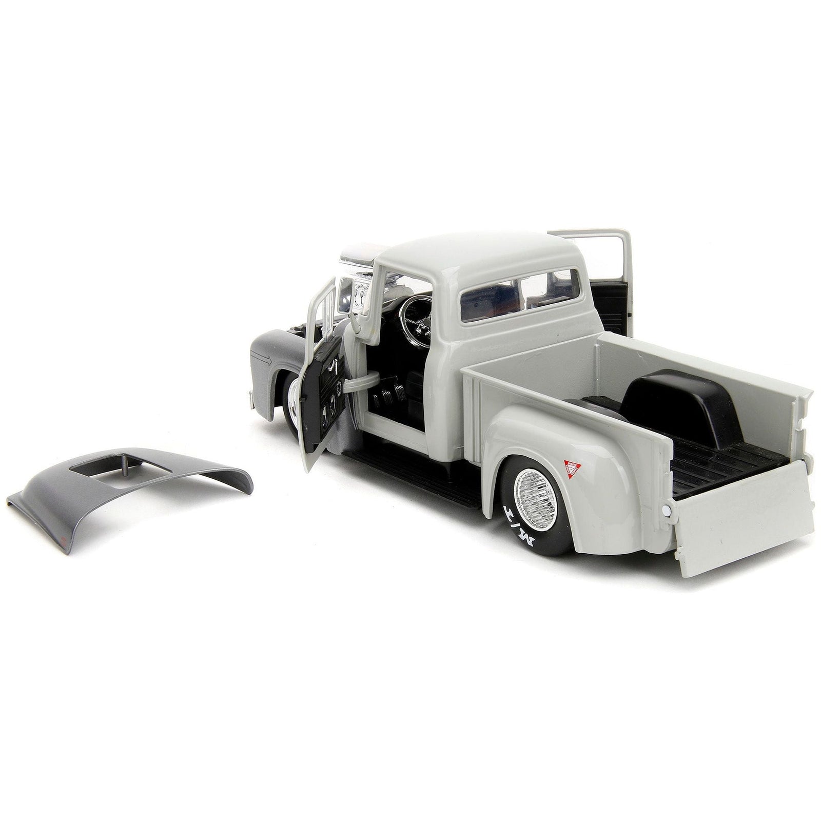 1956 Ford F - 100 Pickup Truck Tan and Gray Metallic and Guile Diecast Figure "Street Fighter" Video Game "Anime Hollywood Rides" Series 1/24 Diecast Model Car by Jada - Jada - ModelCars.com